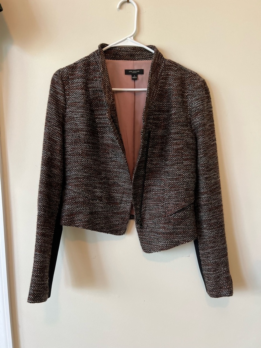 Ann Taylor Brown Multi Tweed Cropped Blazer
